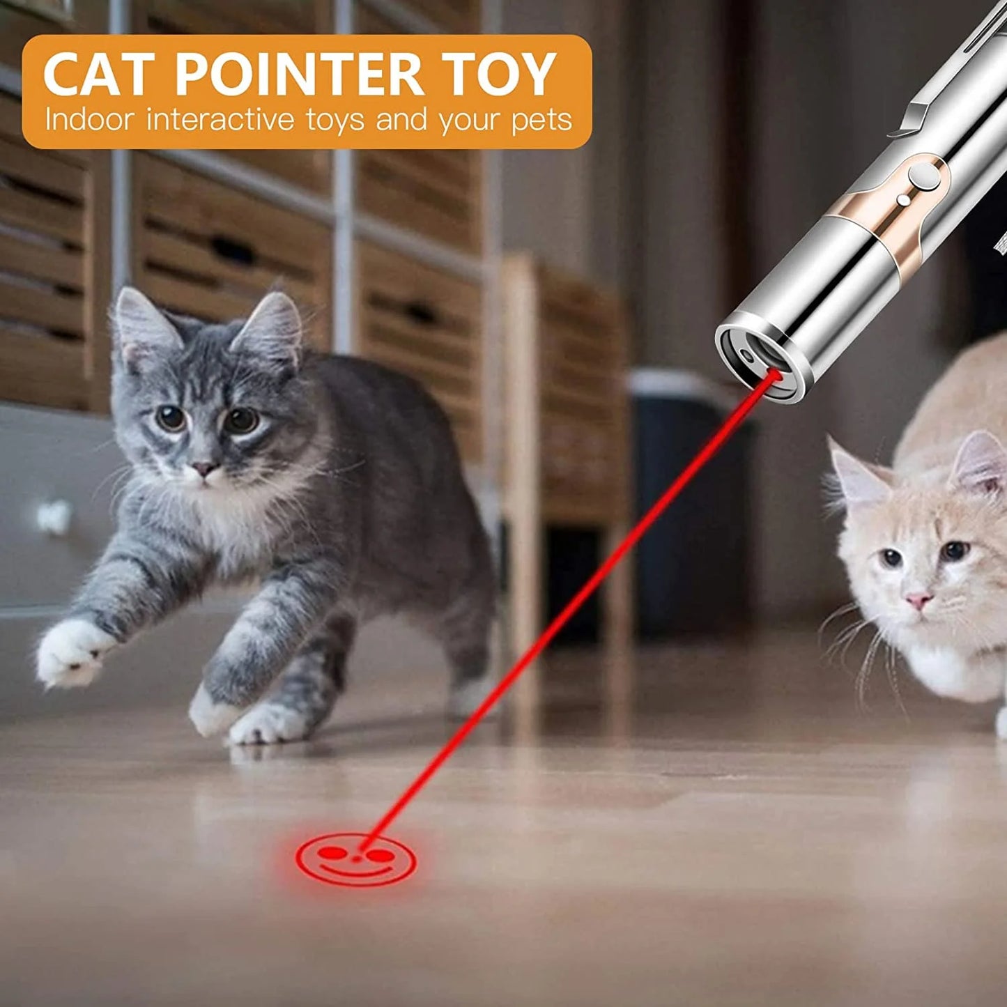 Rechargeable Interactive Cat Laser Pointer Toy with Mouse Accessory - Silver