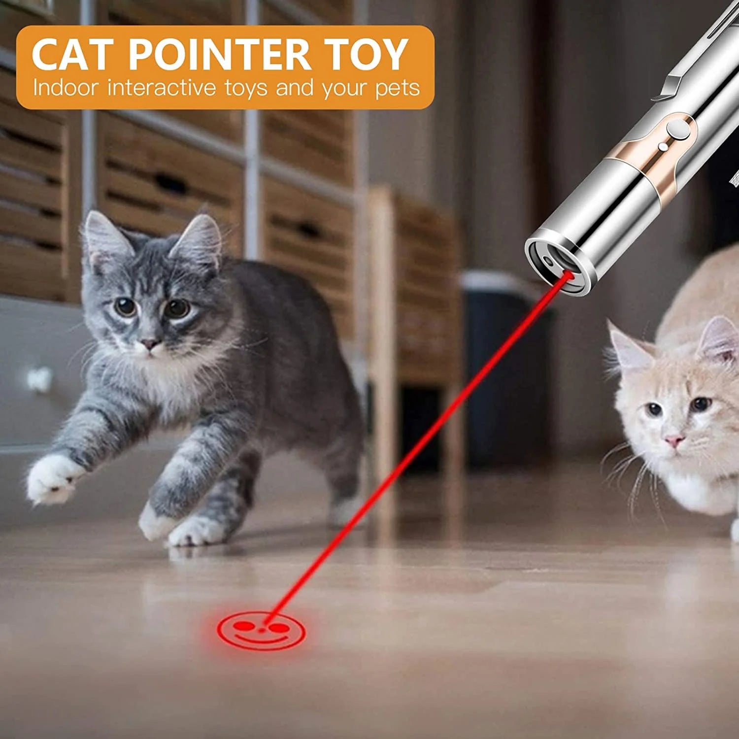 Rechargeable Interactive Cat Laser Pointer Toy with Mouse Accessory - Silver