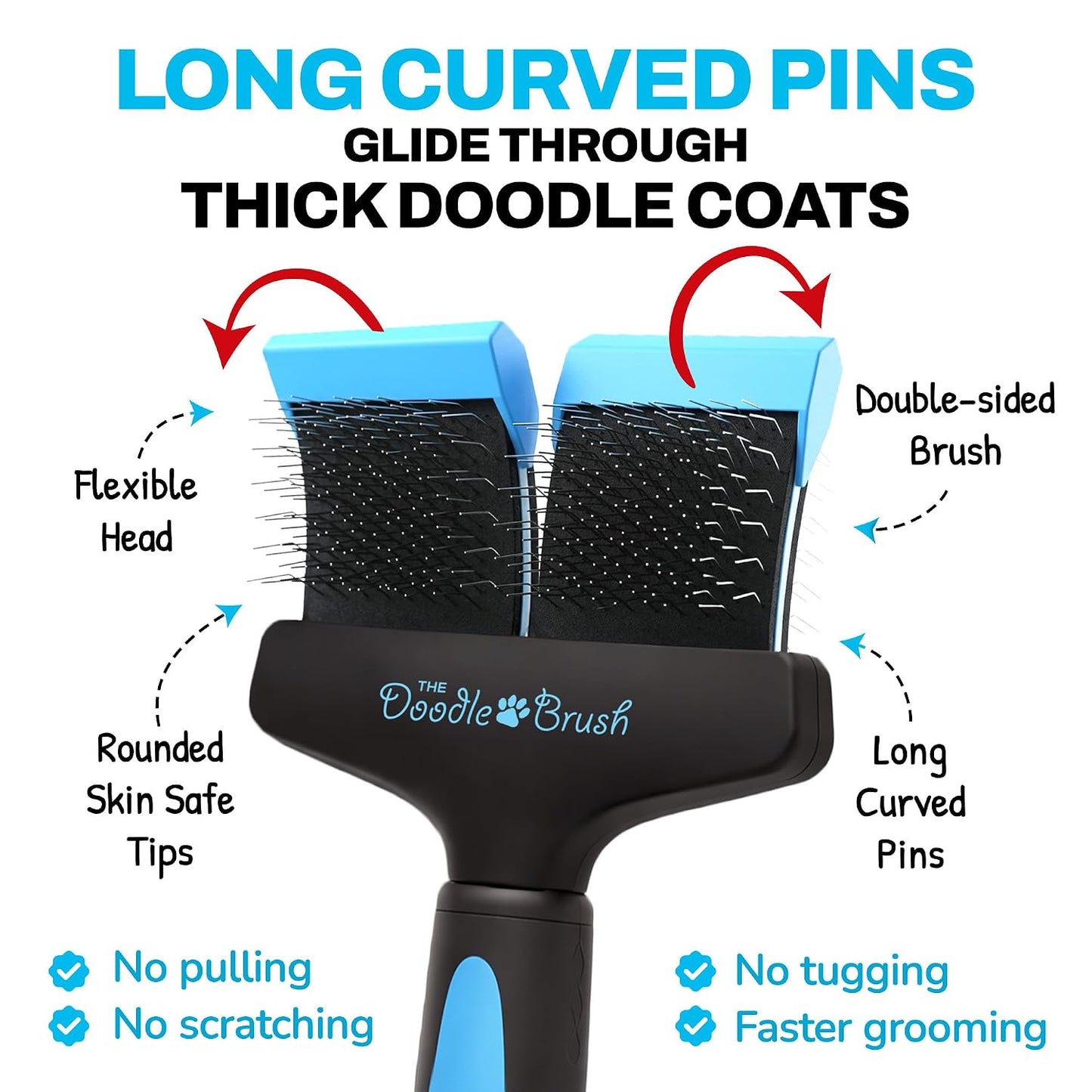 Slicker Dog Brushes Curly Coat Detangler, Double Head