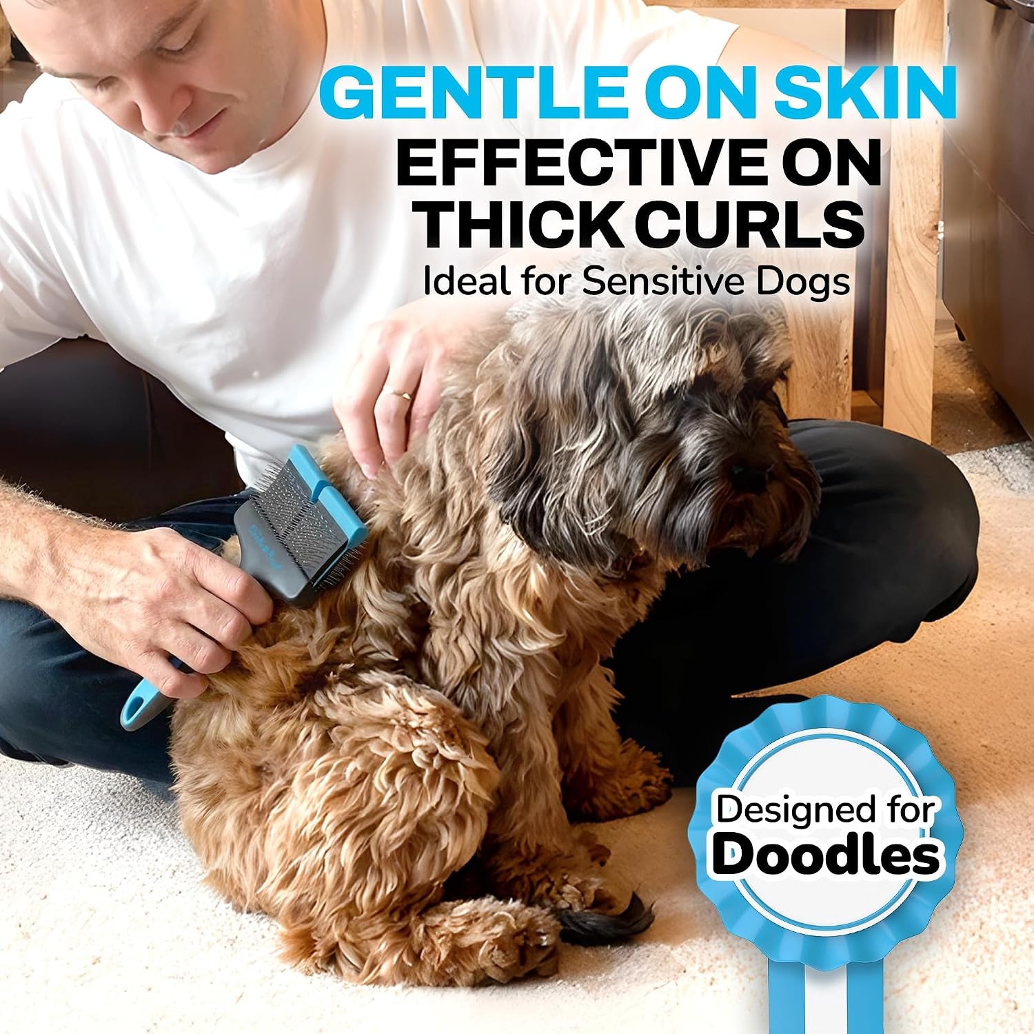 Slicker Dog Brushes Curly Coat Detangler, Double Head