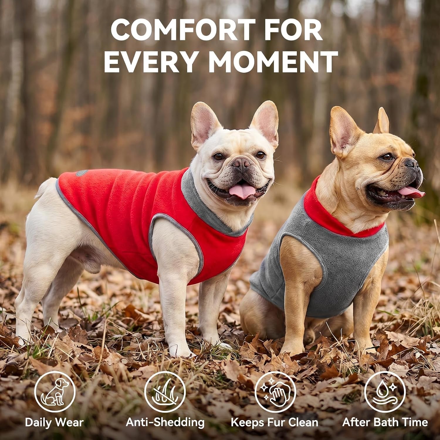 2 Pack Fleece Dog Sweater Pullover Lightweight Reflective Jacket
