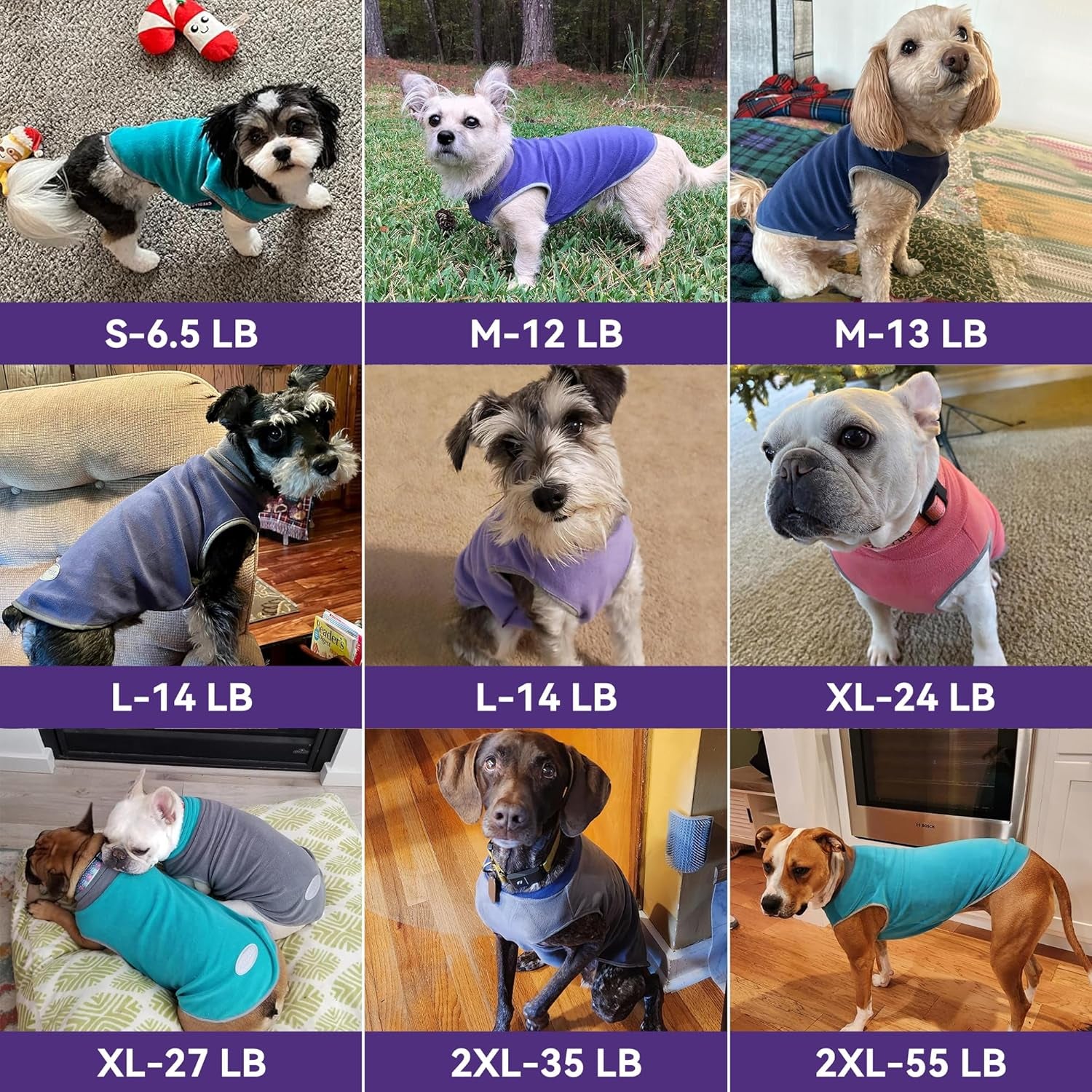 2 Pack Fleece Dog Sweater Pullover Lightweight Reflective Jacket