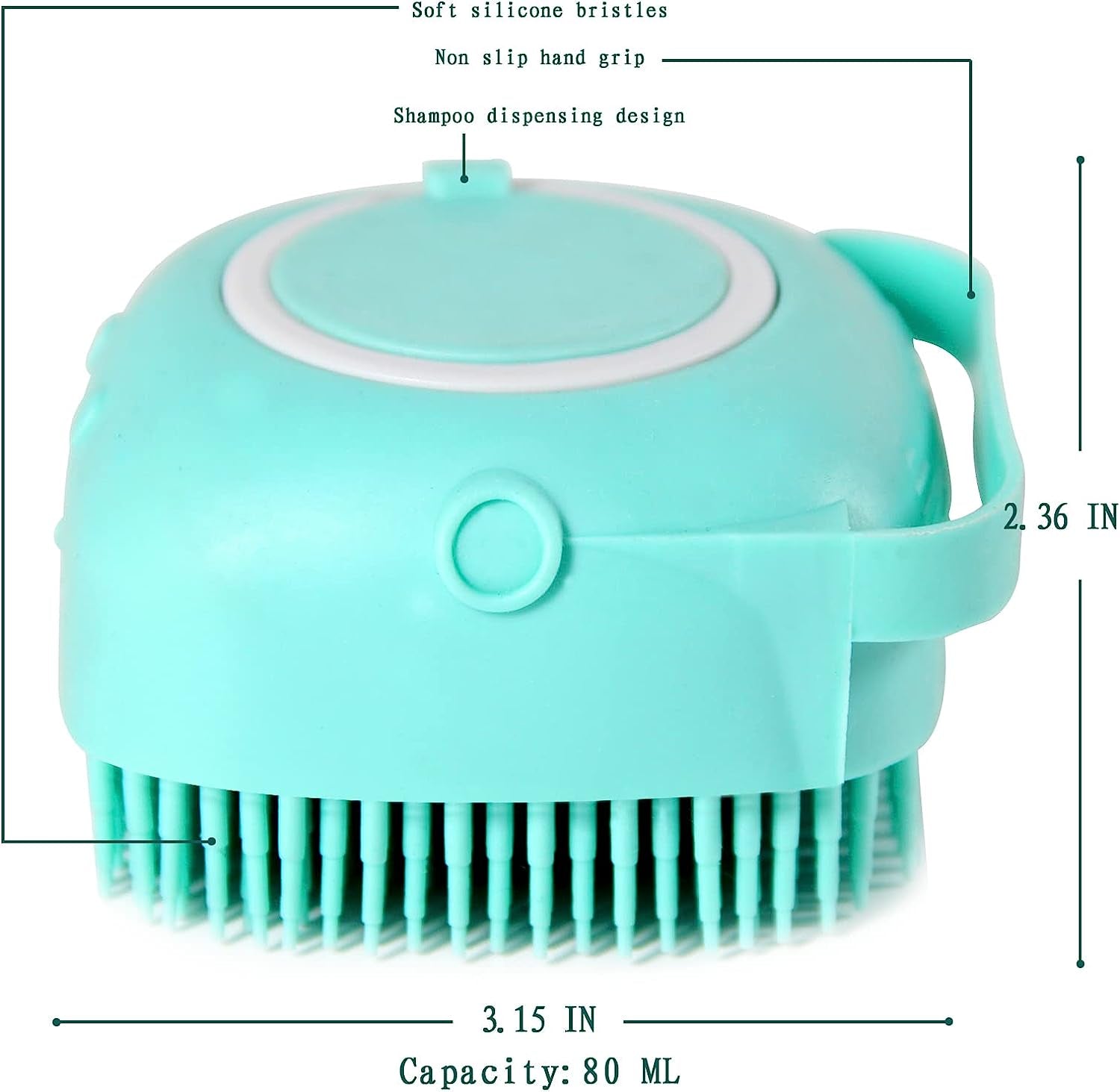 Pet Bath Brush Dog Shampoo Dispenser Dog Bath Brush Scrubber (Blue)