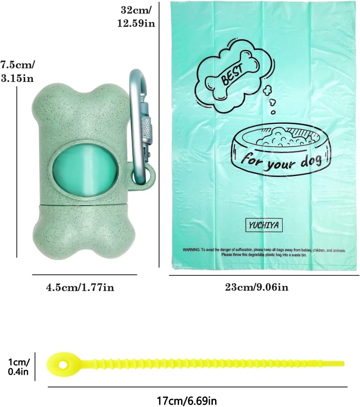 Dog Waste Bag Dispenser with Leak-Proof Scented Bags and Secure Carabiner - Includes 195 Bags, Blue