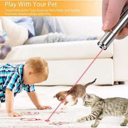 Rechargeable Interactive Cat Laser Pointer Toy with Mouse Accessory - Silver