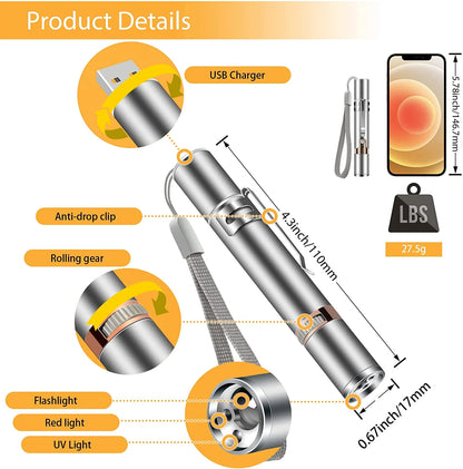 Rechargeable Interactive Cat Laser Pointer Toy with Mouse Accessory - Silver