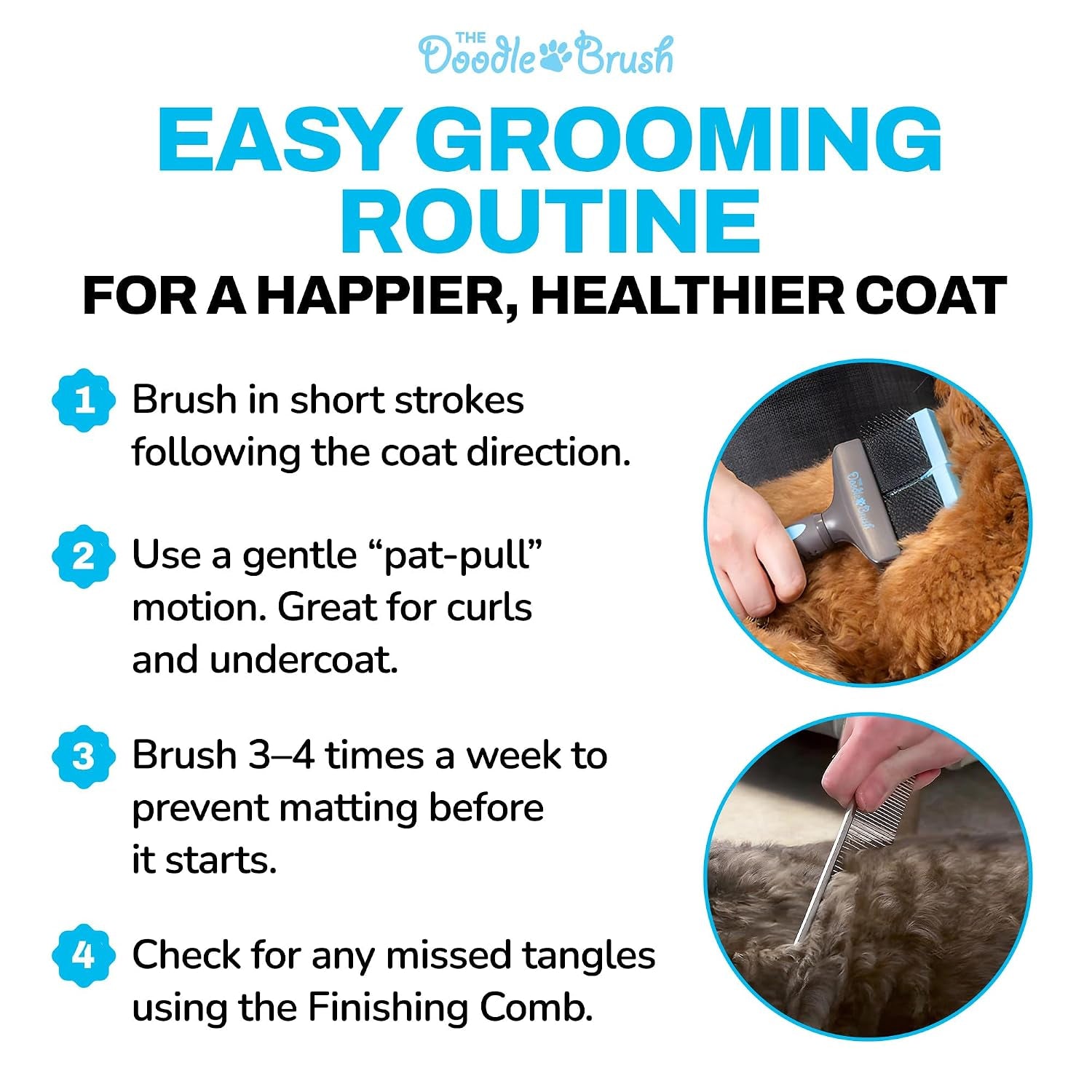 Slicker Dog Brushes Curly Coat Detangler, Double Head