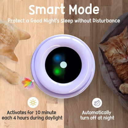 2-in-1 Interactive Cat Toys for Indoor Use, Automatic Cat Toy Balls and Mice with Feather Attachments, Dual Power Supply, Adjustable Speed, Auto On/Off Functionality