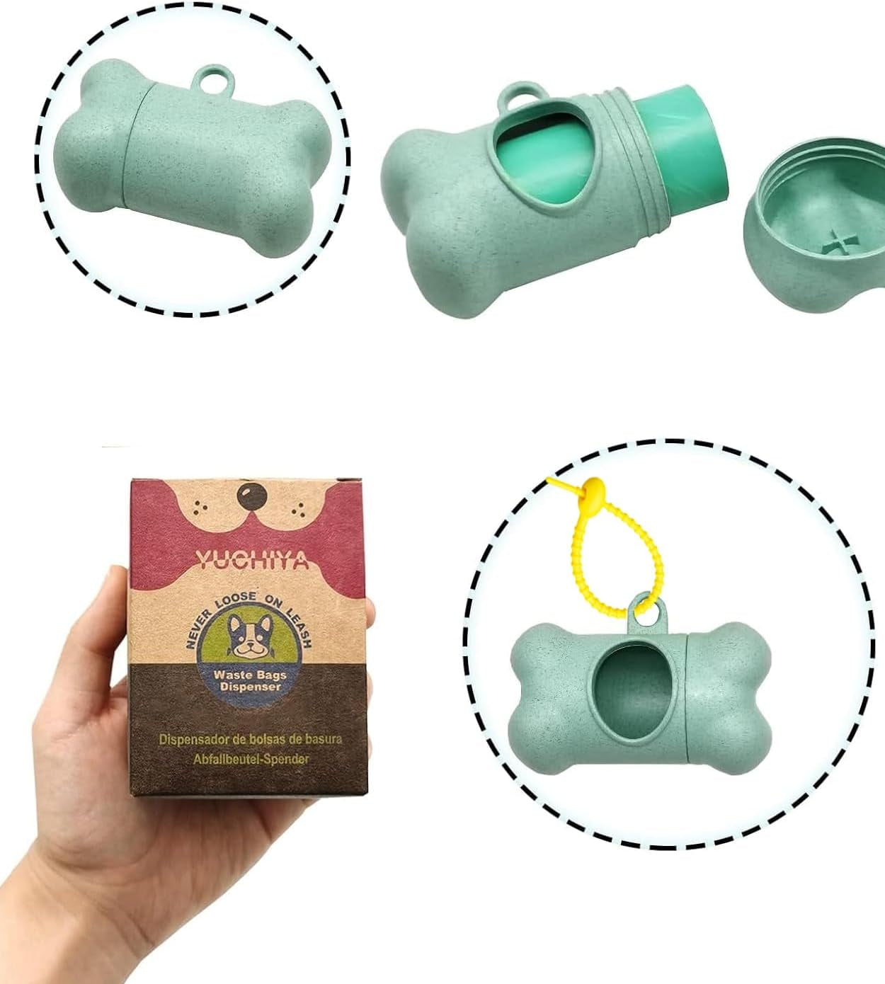 Dog Waste Bag Dispenser with Leak-Proof Scented Bags and Secure Carabiner - Includes 195 Bags, Blue