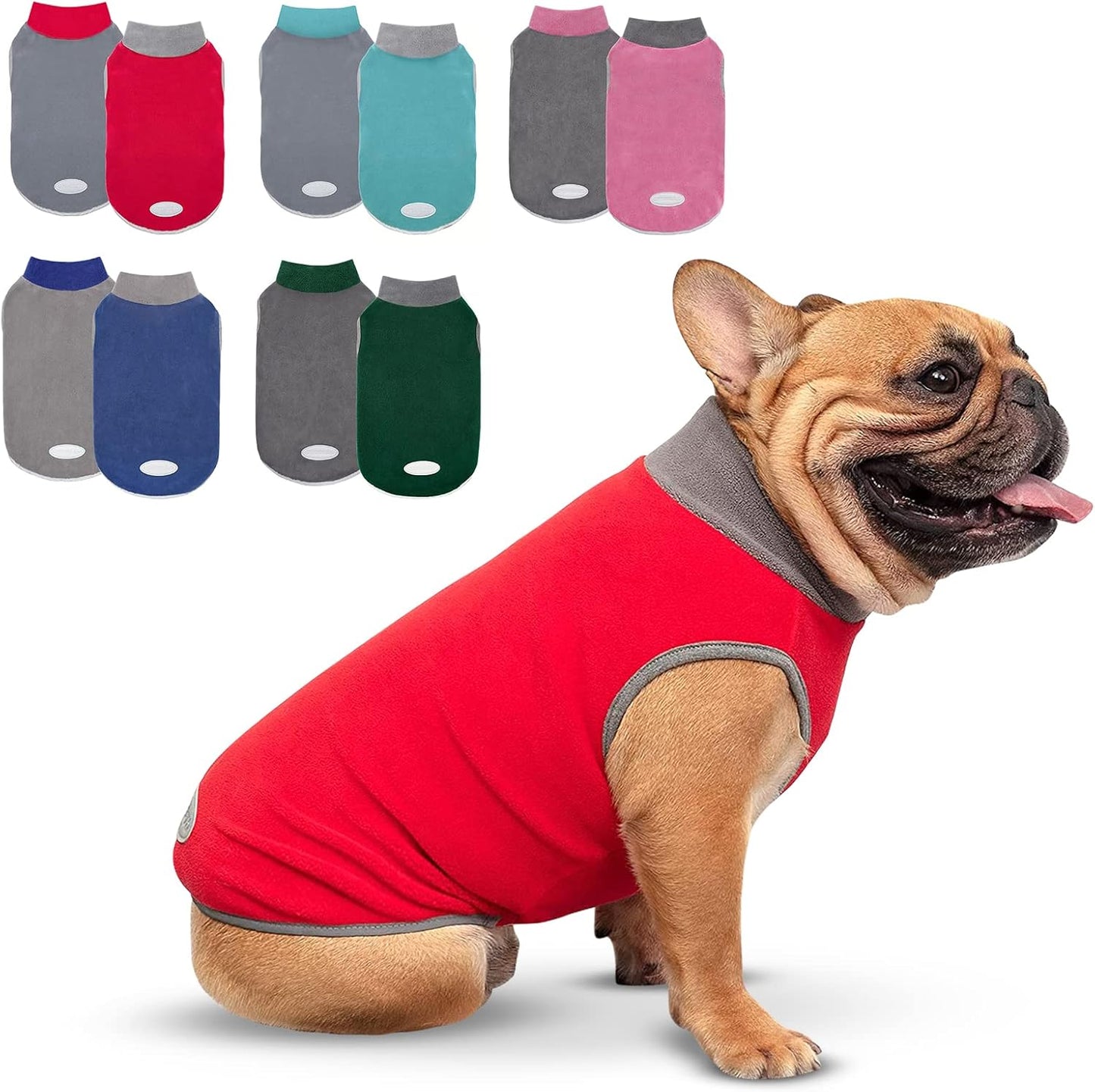 2 Pack Fleece Dog Sweater Pullover Lightweight Reflective Jacket