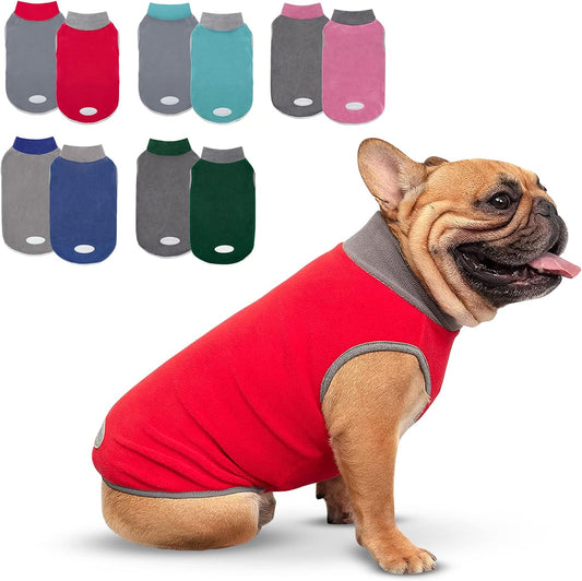2 Pack Fleece Dog Sweater Pullover Lightweight Reflective Jacket
