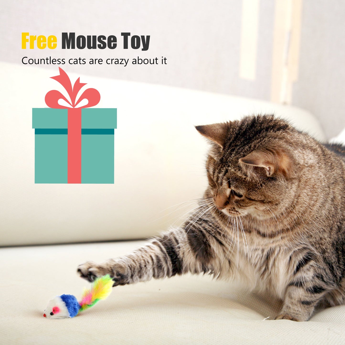 Rechargeable Interactive Cat Laser Pointer Toy with Mouse Accessory - Silver