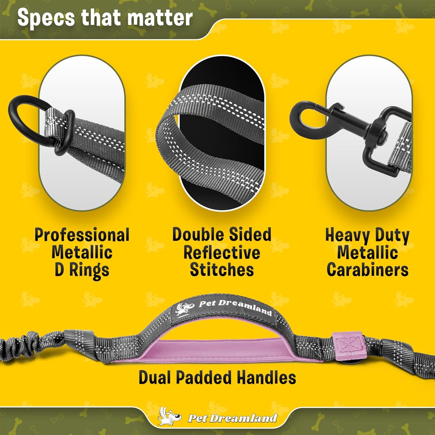 Premium Hands-Free Dual Dog Leash for Large Breeds - Innovative Waist Leash for Tangle-Free Walking of Two Dogs (Dark Grey & Pink)
